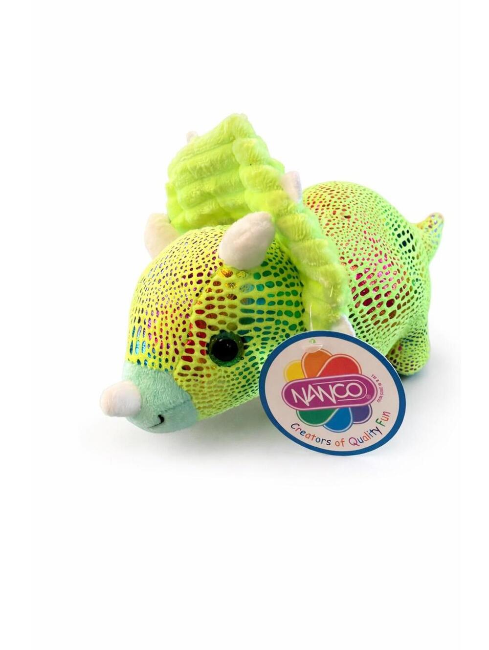 NanCo Rainbow Sequin Dinosaur Plush Neon Green Soft Stuffed Animal